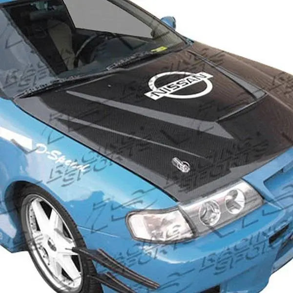 1995-1999 Nissan 200SX 2 doors INVADER Style Carbon Fiber Black Hood-1