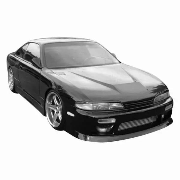 1995-1996 Nissan 240SX 2 doors INVADER Style Carbon Fiber Black Hood-2