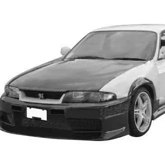 1995-1998 Nissan Skyline R33 GTR 2 doors JS Style Carbon Fiber Black Hood-3