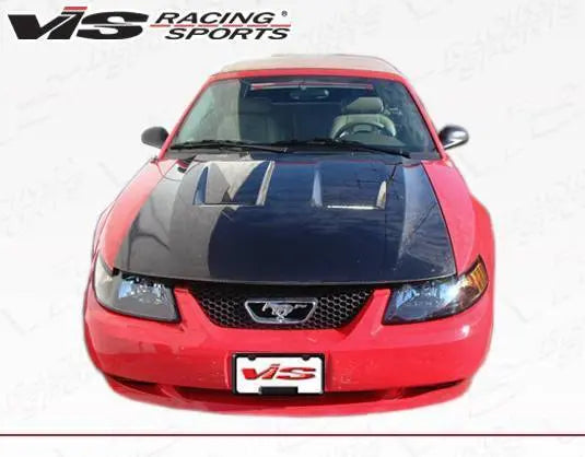 1999-2004 Ford Mustang 2 doors Heat Extractor Style Carbon Fiber Black Hood-3