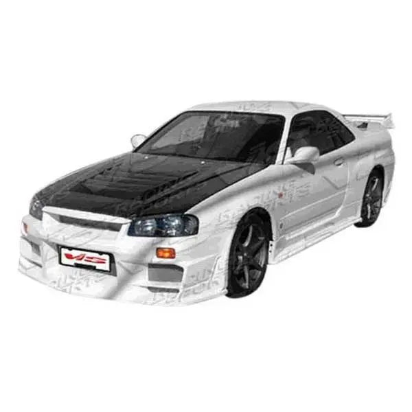 1999-2001 Nissan Skyline R34 GTR 2 doors TECHNO R Style Carbon Fiber Black Hood-1