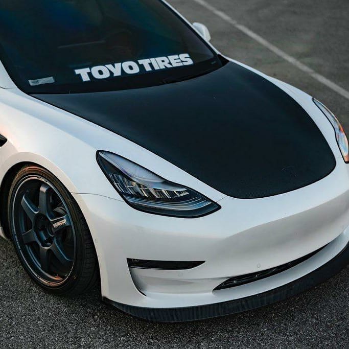 First Ever Tesla Model 3 Carbon Fiber Hood