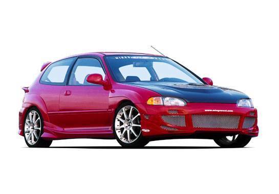 Wings West - 1992-1995 Honda Civic Hb Avenger Kit W/Voltex Rear Bumper & Extreme Fender Flare Set