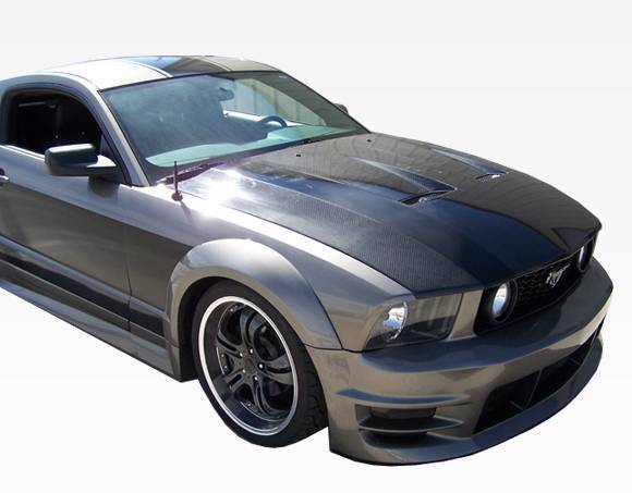 VIS Racing - 2005-2009 Ford Mustang 2Dr Heat Extractor Fiberglass Hood